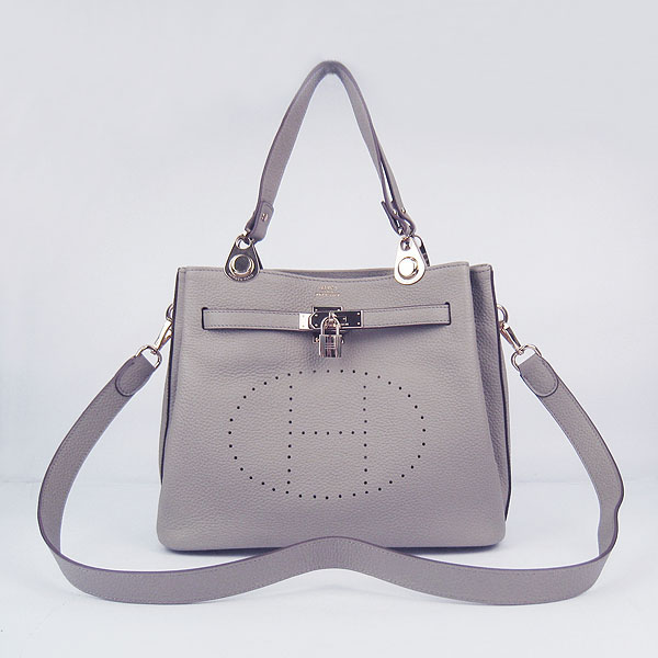 Best Hermes New Arrival Double-duty leather handbag Grey 60668